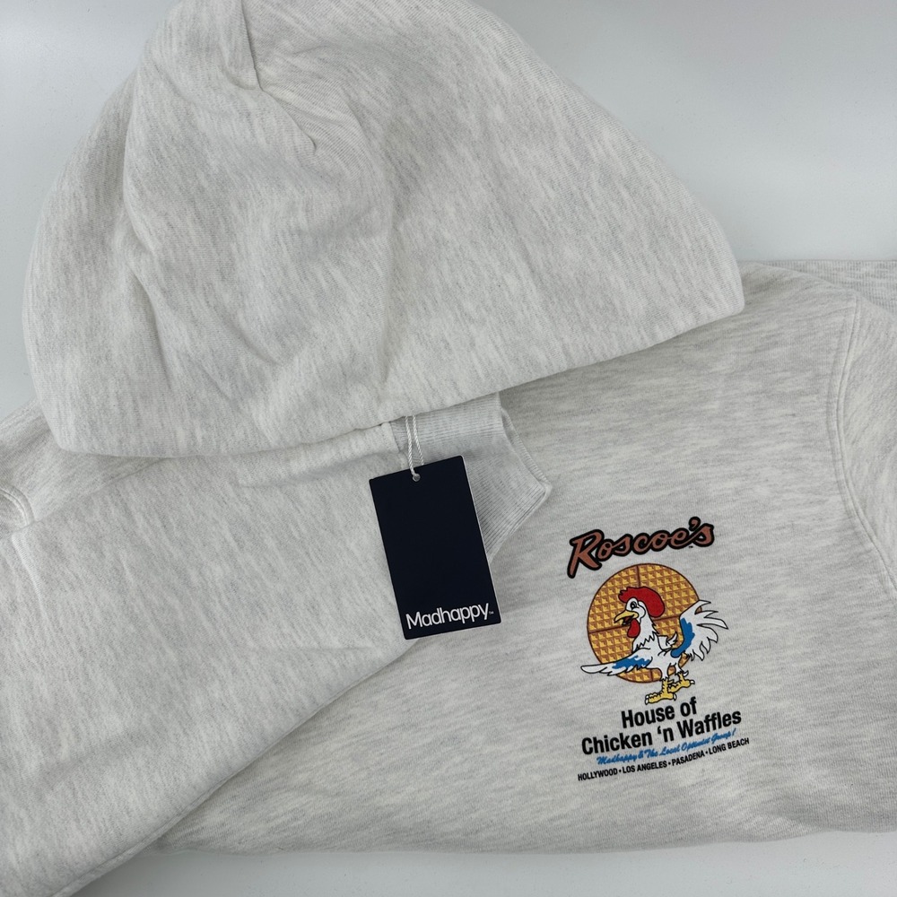 RARE Madhappy Roscoes House of Chicken n Waffles Hoodie Gray Pullover Size S